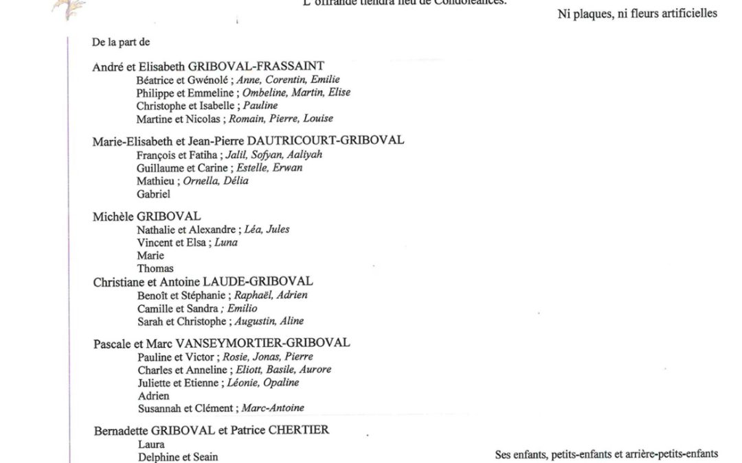 Madame Thérèse GRIBOVAL née CARON